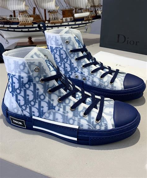 b23 high top sneaker in blue dior oblique|Dior high top sneakers price.